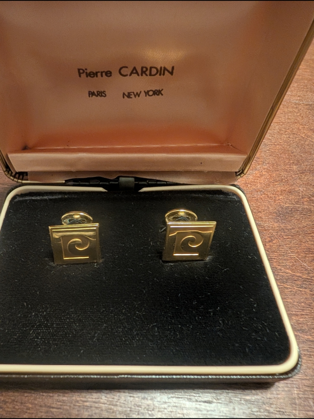 Pierre Cardin Gold-Tone Square Swirl Cufflinks